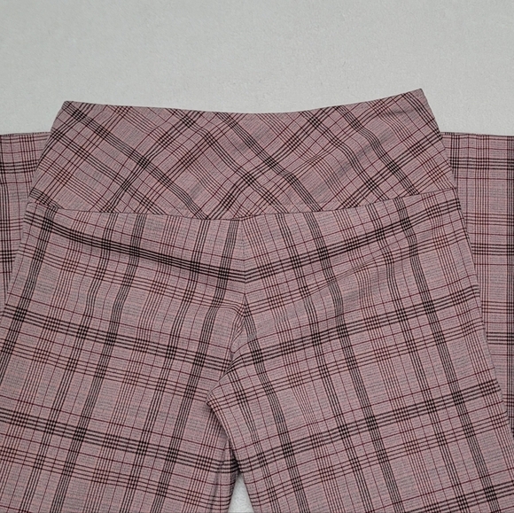 90s Vintage Tracy Evans Gray Pink Plaid Mid Rise Extended Waist Flared Pants S - Picture 9 of 11